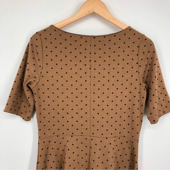 Lands’ End Herringbone Polka Dot Dress Brown Womens Size Small - Picture 8 of 10